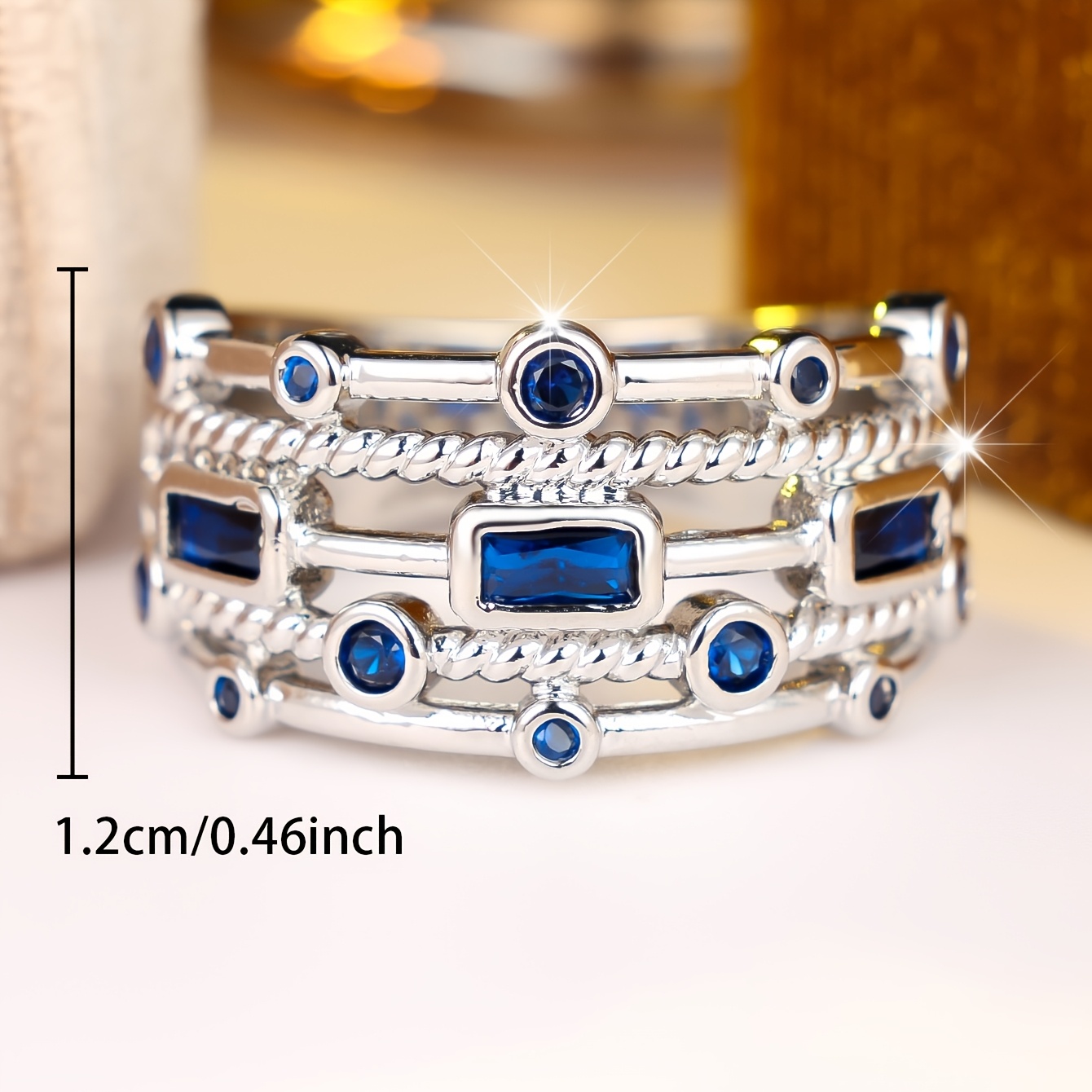Women's Multi-layered Synthetic Zirconia Proposal Ring, Unique Style